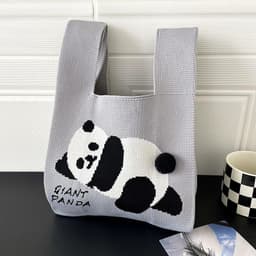 image-Vest Bag Knitted Cute Panda Shoulder Handbag