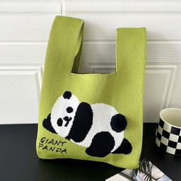 image-Vest Bag Knitted Cute Panda Shoulder Handbag