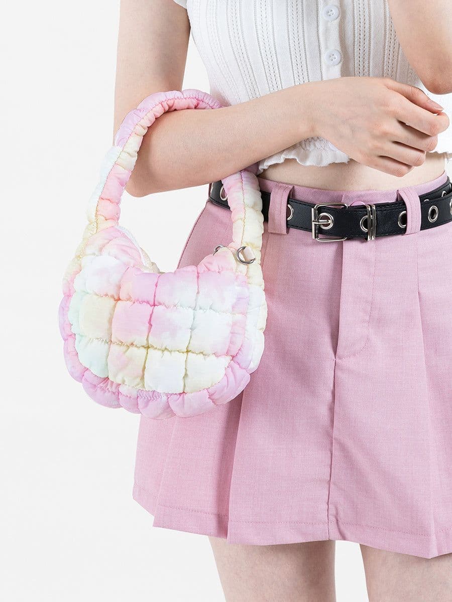 image-Cloud Bag Bubble Pleated Nylon Puff Handbag