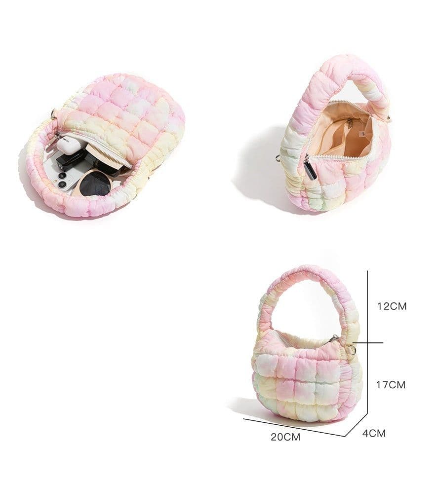 image-Cloud Bag Bubble Pleated Nylon Puff Handbag