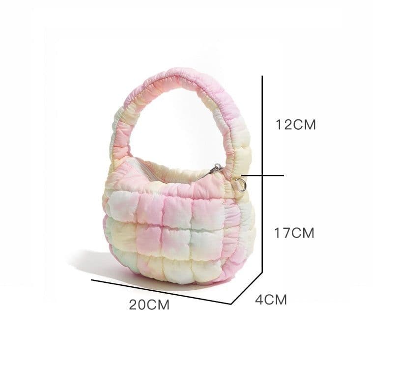 image-Cloud Bag Bubble Pleated Nylon Puff Handbag
