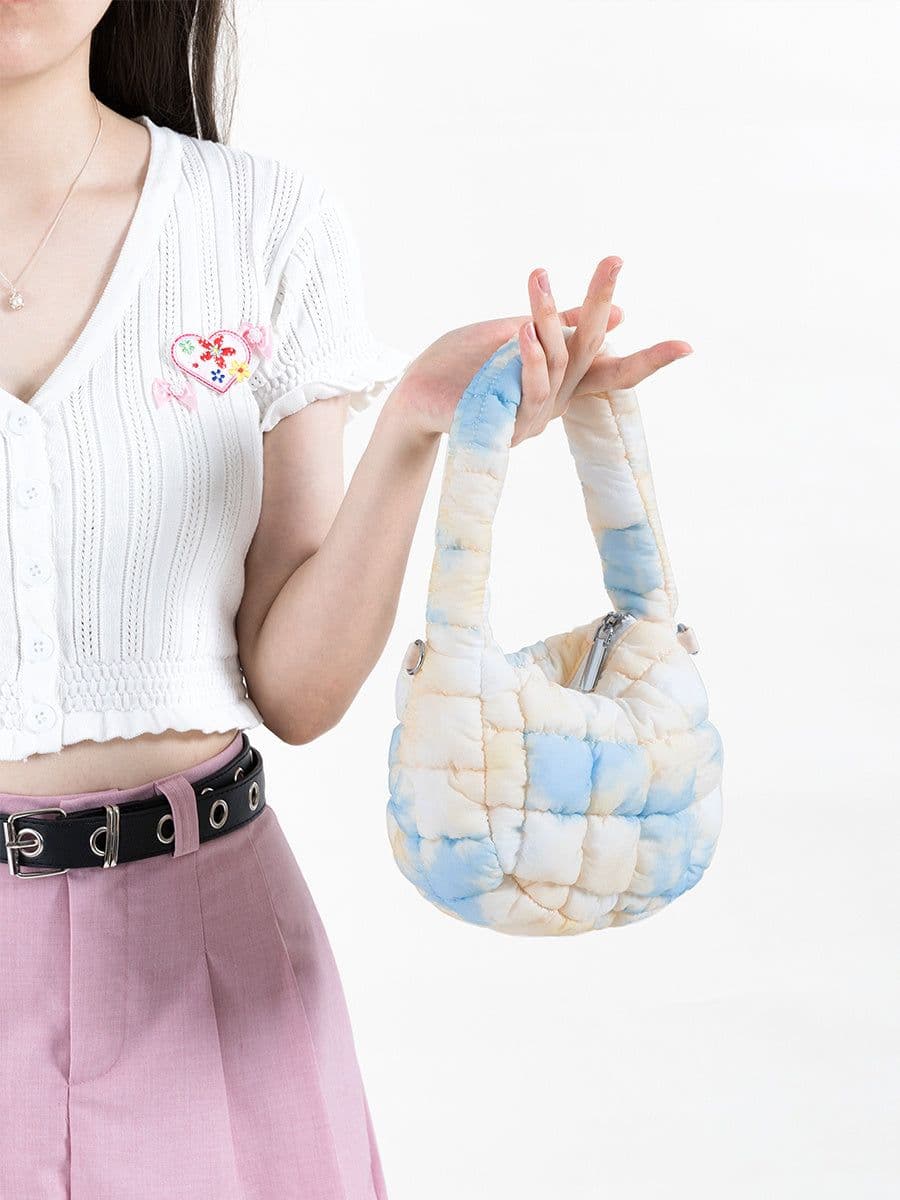 image-Cloud Bag Bubble Pleated Nylon Puff Handbag