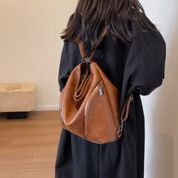 image-Autumn Winter Retro Fashion Multipurpose Large Capacity Backpack Simple Advanced Texture Commuter Tote