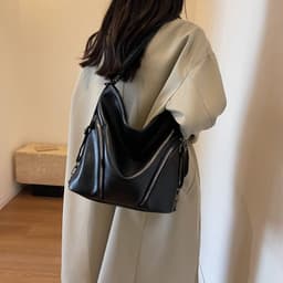 image-Autumn Winter Retro Fashion Multipurpose Large Capacity Backpack Simple Advanced Texture Commuter Tote