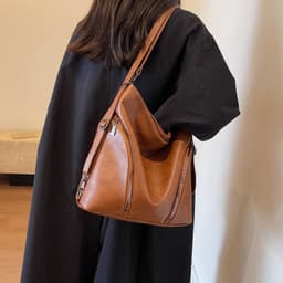 image-Autumn Winter Retro Fashion Multipurpose Large Capacity Backpack Simple Advanced Texture Commuter Tote