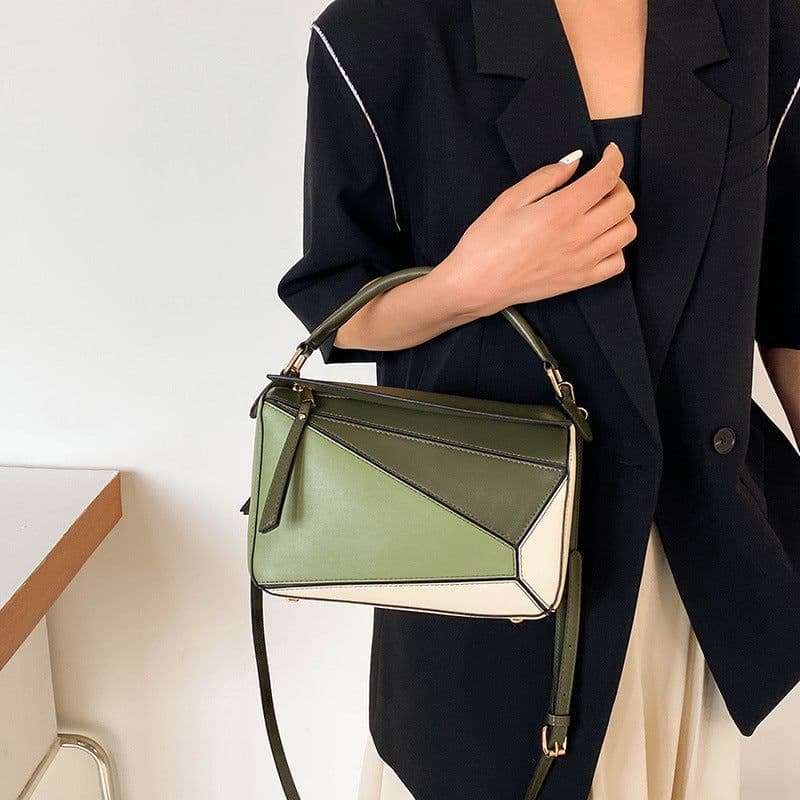 image-Women's Fashion Color Contrast Shoulder Handbag