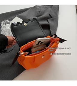 image-Halloween Little Devil Pumpkin Cute Contrast Color Pleated Cloud Bag