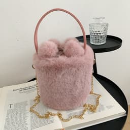 image-Women's Fashion Drawstring Anti-theft Fur Ball Shoulder Crossbody Bag