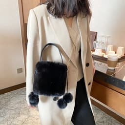image-Women's Fashion Drawstring Anti-theft Fur Ball Shoulder Crossbody Bag