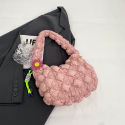 image-Women's Fashionable Pleated Bubble Down Jacket Shoulder Bag