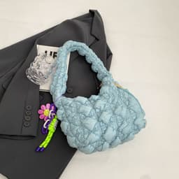 image-Women's Fashionable Pleated Bubble Down Jacket Shoulder Bag