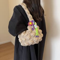 image-Women's Fashionable Pleated Bubble Down Jacket Shoulder Bag