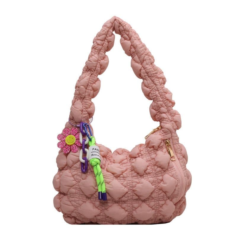 image-Women's Fashionable Pleated Bubble Down Jacket Shoulder Bag