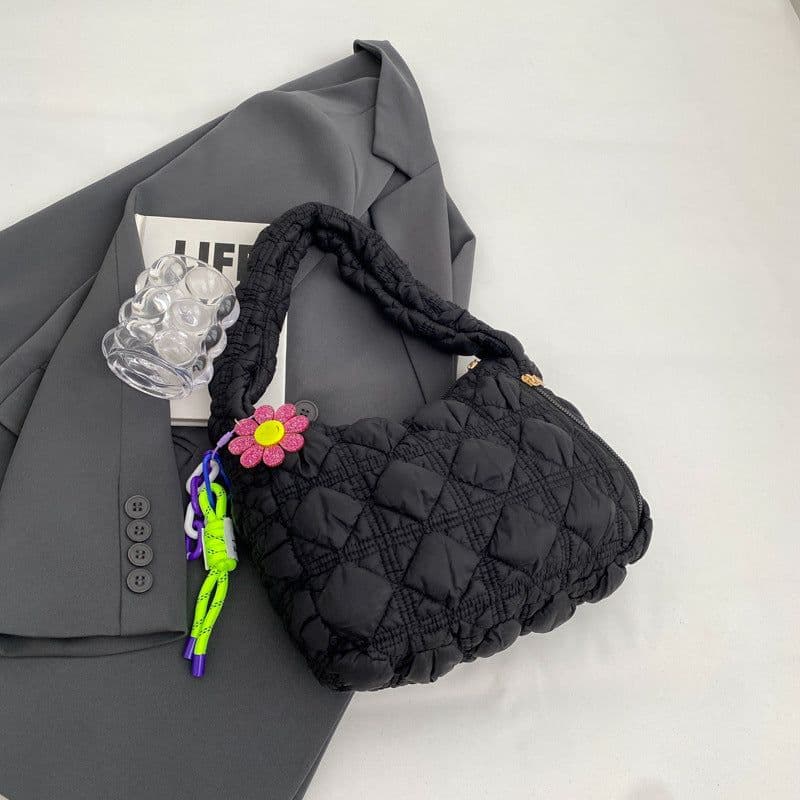 image-Women's Fashionable Pleated Bubble Down Jacket Shoulder Bag