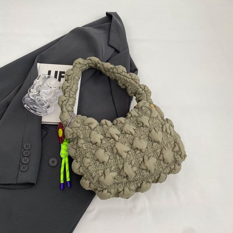 image-Women's Fashionable Pleated Bubble Down Jacket Shoulder Bag