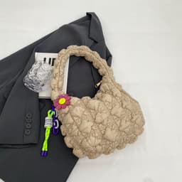 image-Women's Fashionable Pleated Bubble Down Jacket Shoulder Bag