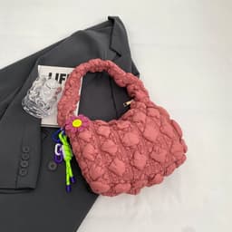 image-Women's Fashionable Pleated Bubble Down Jacket Shoulder Bag