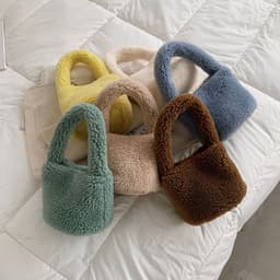 image-Women's Fashion Lamb Wool Plush Bucket Bag Handbag