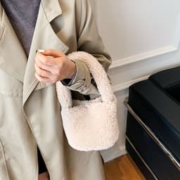image-Women's Fashion Lamb Wool Plush Bucket Bag Handbag
