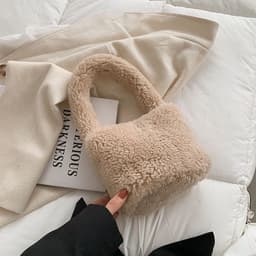 image-Women's Fashion Lamb Wool Plush Bucket Bag Handbag