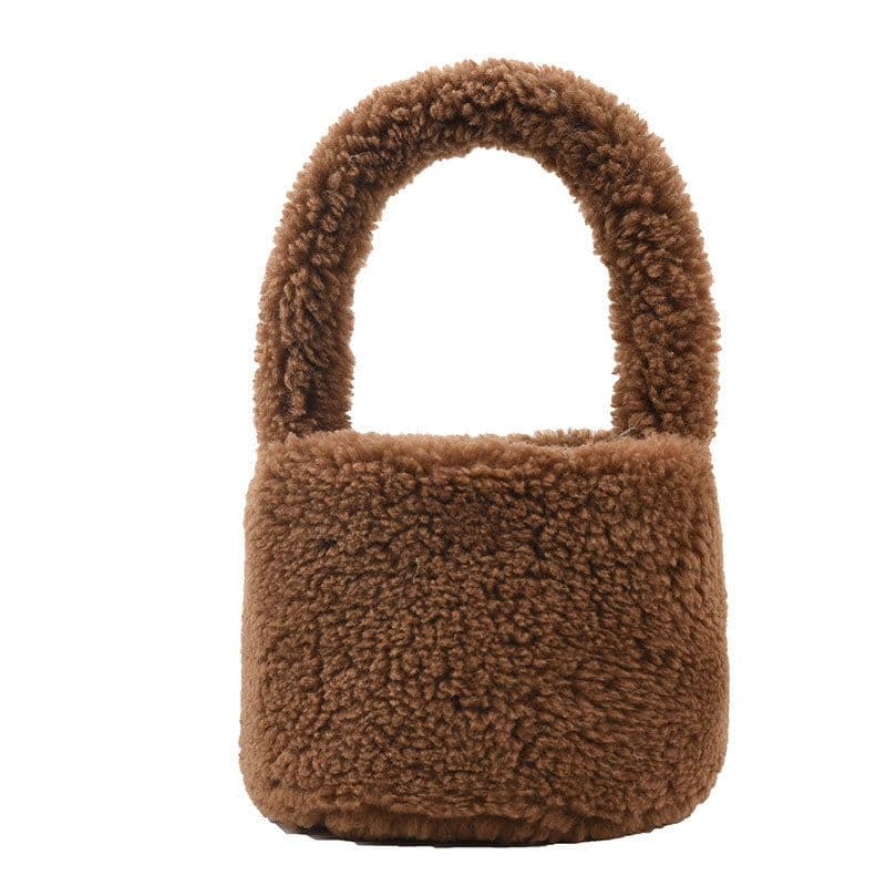 image-Women's Fashion Lamb Wool Plush Bucket Bag Handbag