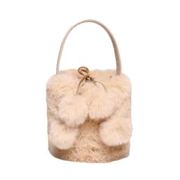 image-Women's Plush Large Capacity Portable Chain Cross Body Bucket Bag