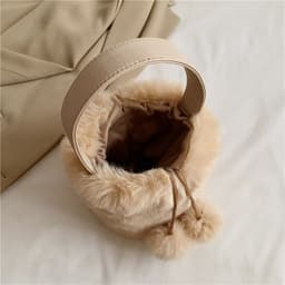 image-Women's Plush Large Capacity Portable Chain Cross Body Bucket Bag