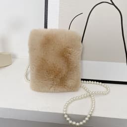 image-Women's Fashion Plush Pearl Chain Shoulder Messenger Bag