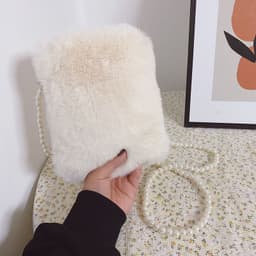 image-Women's Fashion Plush Pearl Chain Shoulder Messenger Bag