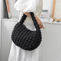 image-Women's Fashionable Cloud Pleated Shoulder Bag