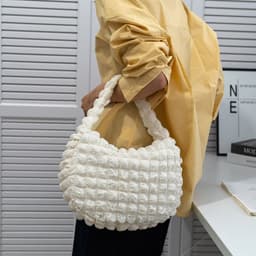 image-Women's Fashionable Cloud Pleated Shoulder Bag