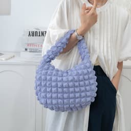 image-Women's Fashionable Cloud Pleated Shoulder Bag