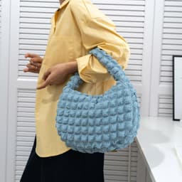 image-Women's Fashionable Cloud Pleated Shoulder Bag