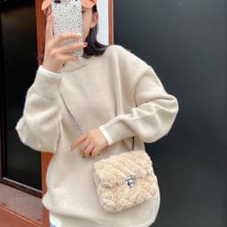 image-Women's Fashion All-match Plush Chain Shoulder Messenger Bag