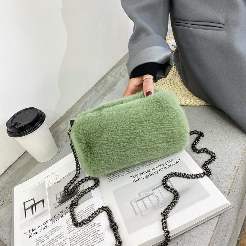 image-Women's Fashion Plush Chain Shoulder Bag