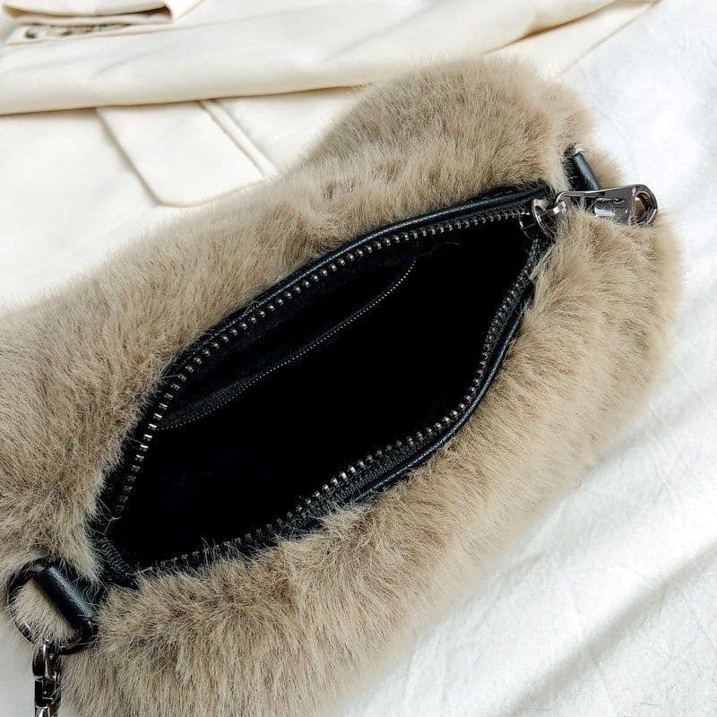 image-Women's Fashion Plush Chain Shoulder Bag