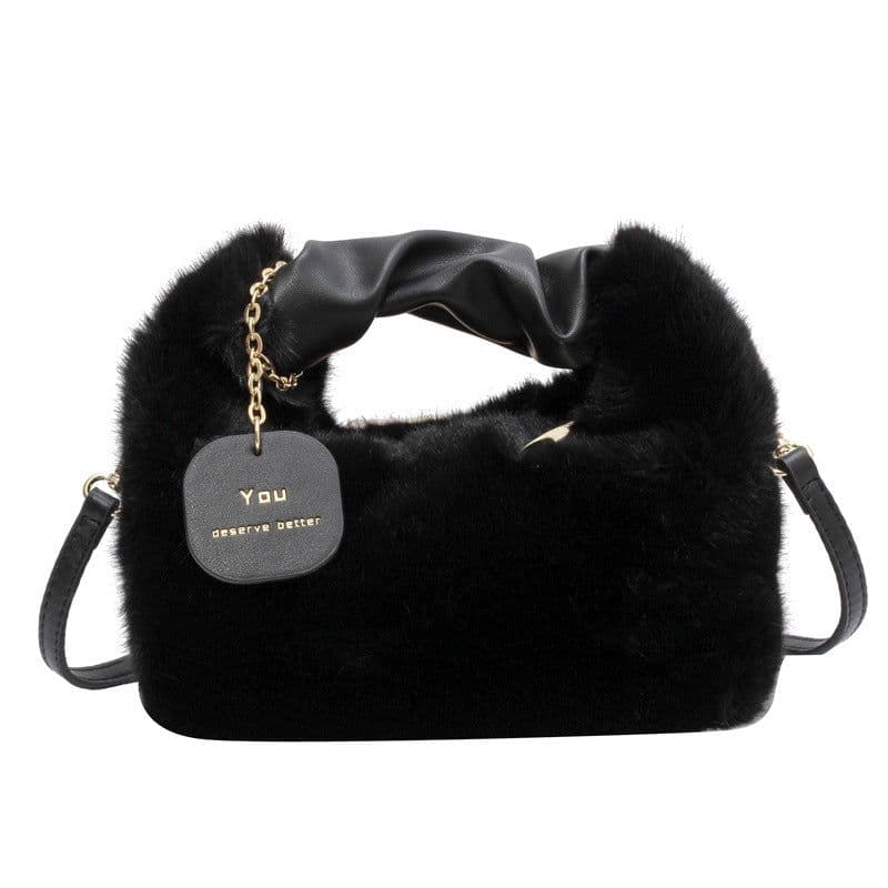 image-Women's Fashionable Pleated Plush One-shoulder Crossbody Bag