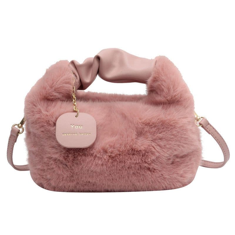 image-Women's Fashionable Pleated Plush One-shoulder Crossbody Bag