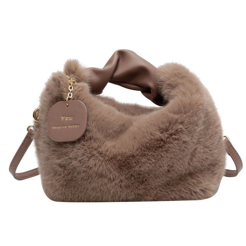 image-Women's Fashionable Pleated Plush One-shoulder Crossbody Bag