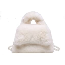 image-Women's Fashion Pearl Chain Plush Hand-carrying Bag