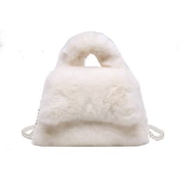 image-Women's Fashion Pearl Chain Plush Hand-carrying Bag