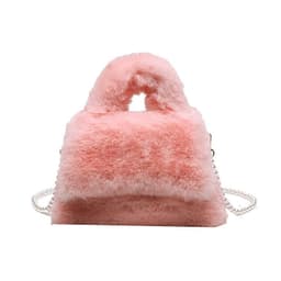 image-Women's Fashion Pearl Chain Plush Hand-carrying Bag