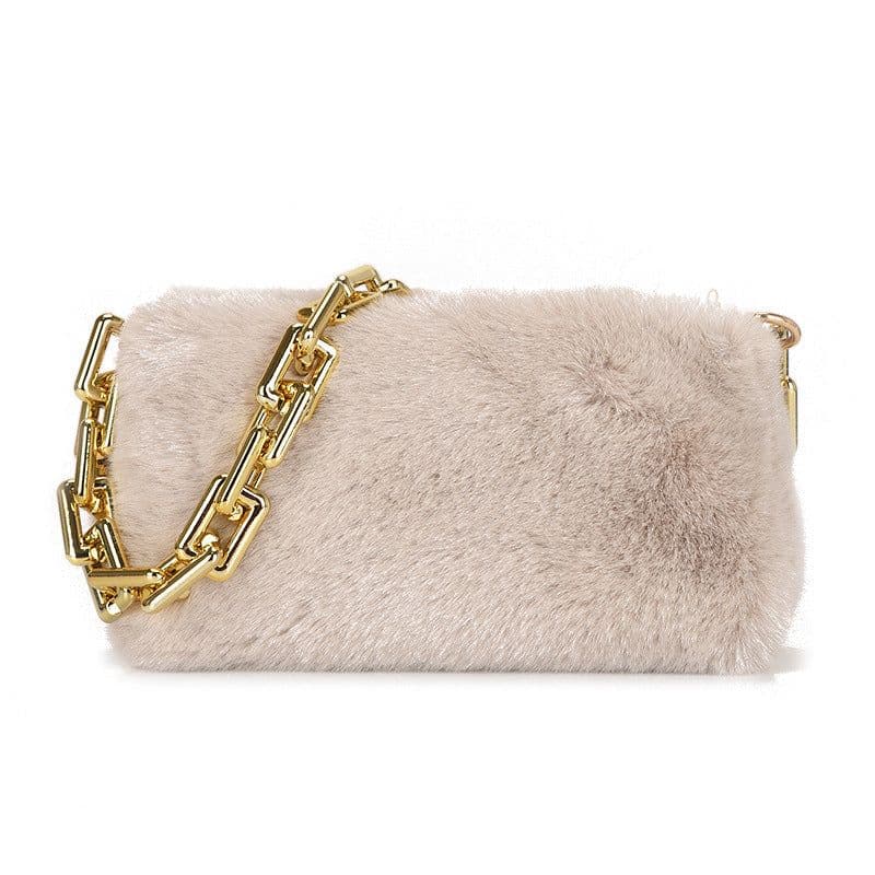 image-Women's Fashion Chain Shoulder Plush Underarm Bag