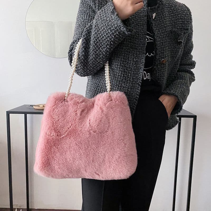 image-Women's Fashion Plush Pearl Shoulder Bag