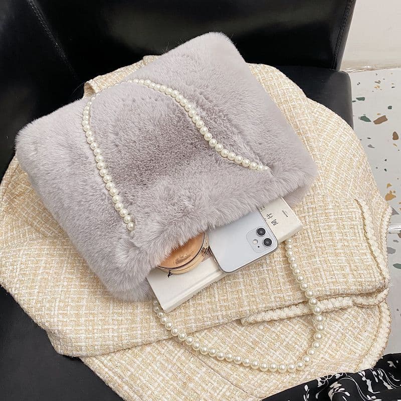 image-Women's Fashion Plush Pearl Shoulder Bag