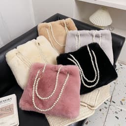 image-Women's Fashion Plush Pearl Shoulder Bag