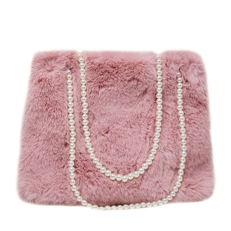image-Women's Fashion Large Capacity Pearl Plush One-shoulder Crossbody Bag
