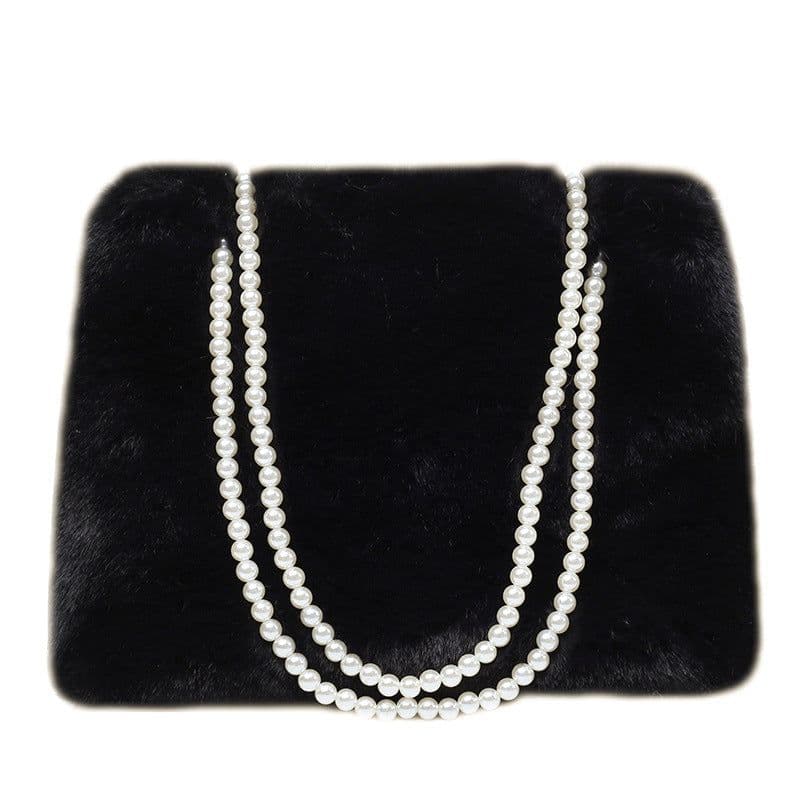 image-Women's Fashion Large Capacity Pearl Plush One-shoulder Crossbody Bag