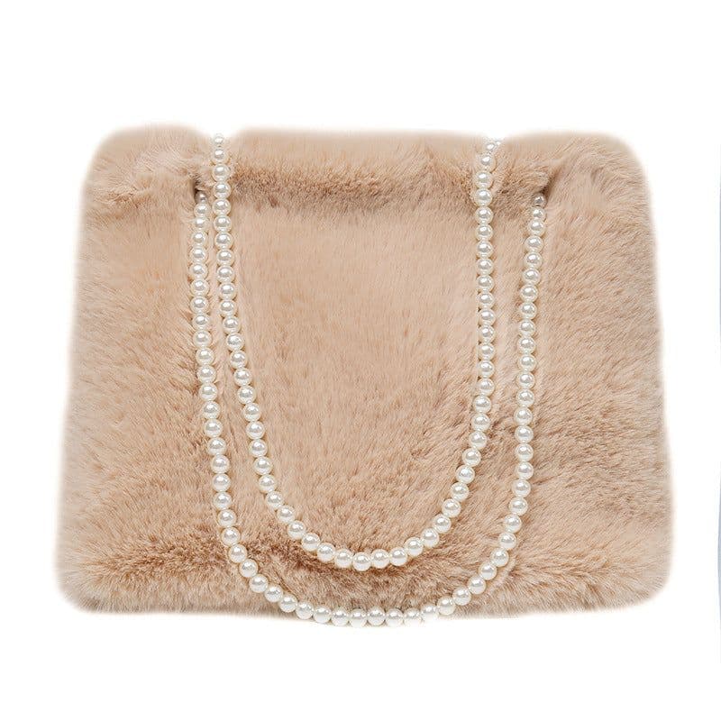 image-Women's Fashion Large Capacity Pearl Plush One-shoulder Crossbody Bag