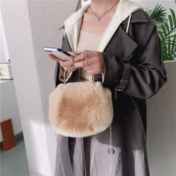 image-Women's Fashion Chain Plush Crossbody Bag